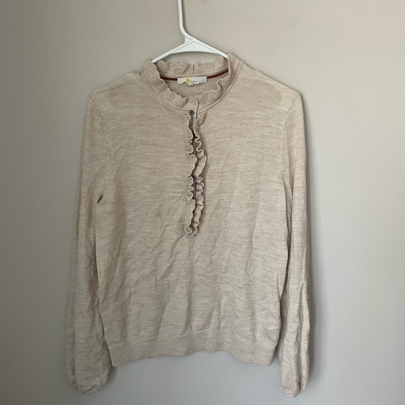 Boden Wool Cream Ruffle Sweater - Picture 1 of 8